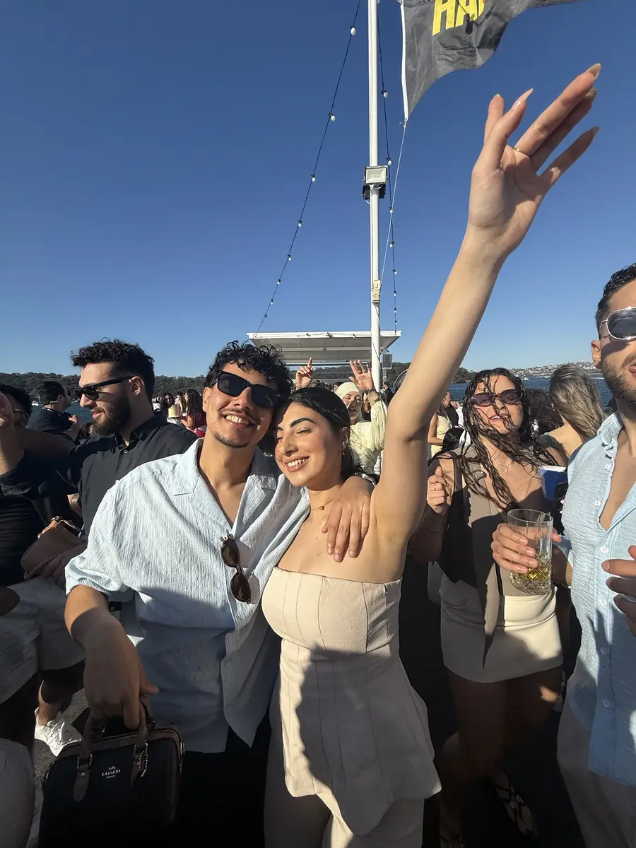 Salwa and Marchi on a harbour cruise